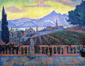 (image for) Handmade oil painting Copy paintings of famous artists Paul Signac's painting, The Terrace, Saint-Trop